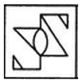 Square holding two zigzag Z shapes with a lens shape at the centre