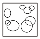 Square holding circles and ellipses: two ellipses at the left, small circles at the top right and two large circles below