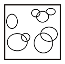 Square holding circles and ellipses: two ellipses at the left, small circles at the top right