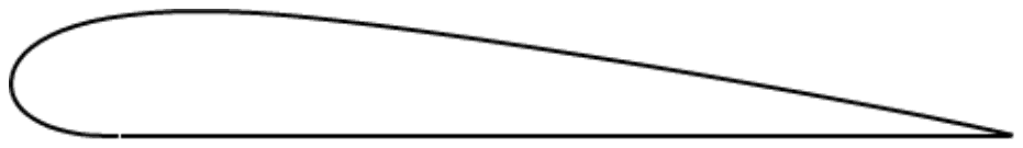 Flat-bottomed airfoil section with a curved upper surface and a straight lower surface