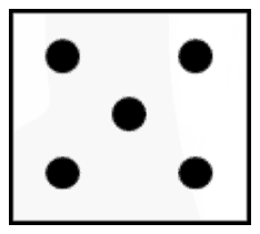Tile with four corner dots and one dot in the centre