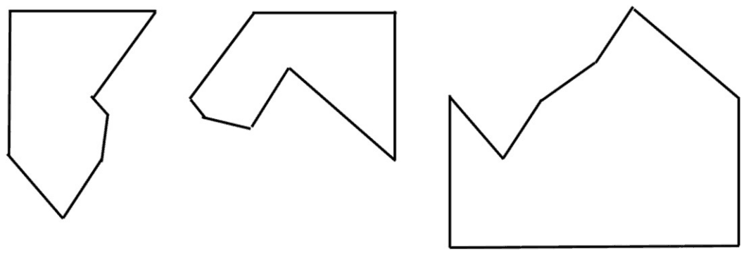 Set D: three flat pieces with straight notched edges and no round notch