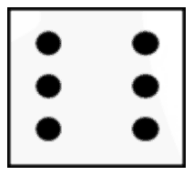 A tile with six dots in two columns of three