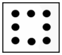 A tile with eight dots arranged in a ring around the centre