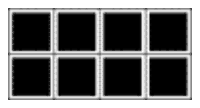 A rectangle of tiles, 2 rows by 4 columns