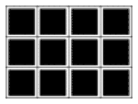 A rectangle of tiles, 3 rows by 4 columns
