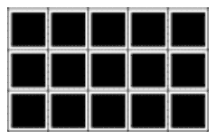 A rectangle of tiles, 3 rows by 5 columns