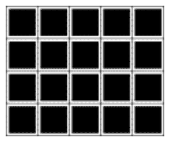 A rectangle of tiles, 4 rows by 5 columns