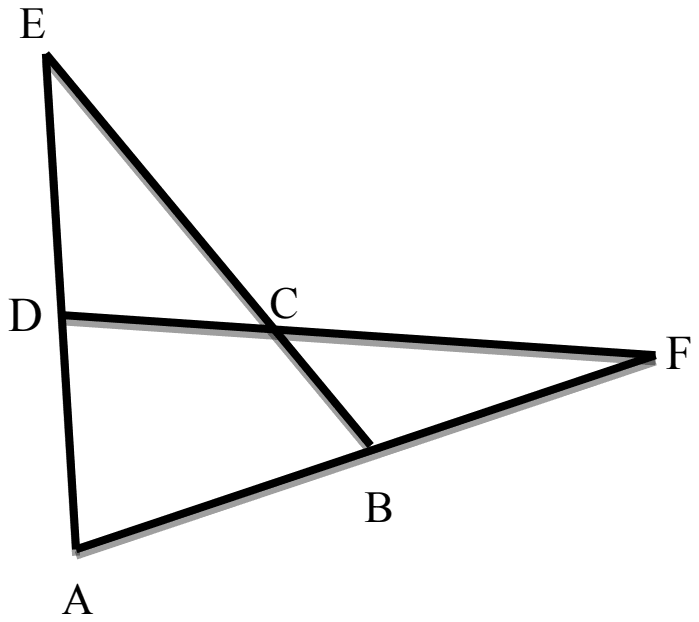 Points A, D, E lie on one line and A, B, F on another; line EB and line DF cross at C