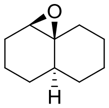 Decalin epoxide spanning C1 and the ring-fusion carbon, with the other ring-fusion hydrogen hashed