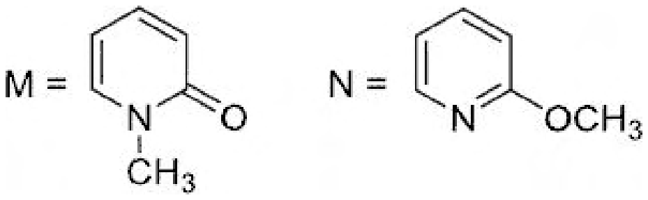 M is N-methylpyridin-2-one; N is 2-methoxypyridine