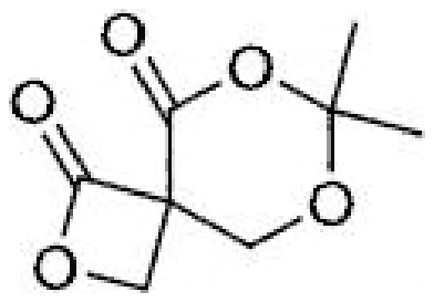 Spiro compound: 2,2-dimethyl-1,3-dioxan-4-one ring fused through a spiro carbon to a beta-lactone (oxetanone) ring
