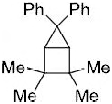 Bicyclo[2.1.0]pentane with two phenyl groups on the cyclopropane carbon and four methyl groups on the two cyclobutane carbons