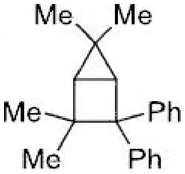 Bicyclo[2.1.0]pentane with two methyl groups on the cyclopropane carbon, and one methyl plus one phenyl on each side carbon of the cyclobutane