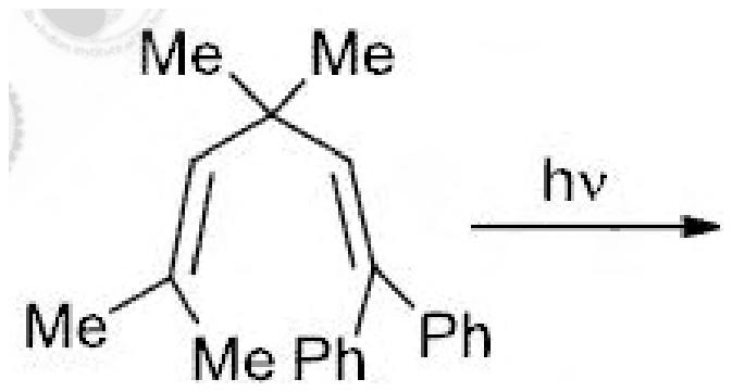 A 1,4-diene with a central CMe2 group, one end CMe2 and the other end CPh2, irradiated with light