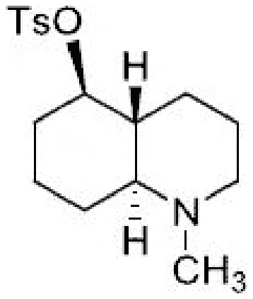 N-Methyldecahydroquinoline 5-tosylate with the OTs on a wedge bond, the upper ring-fusion hydrogen on a wedge and the lower on a dash