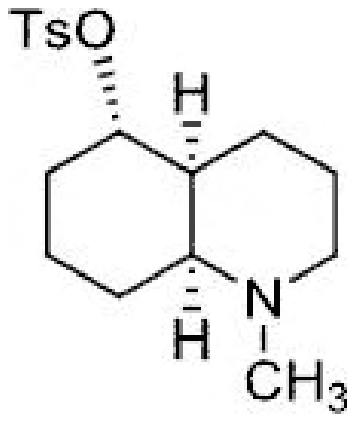 N-Methyldecahydroquinoline 5-tosylate with the OTs on a dash bond and both ring-fusion hydrogens on dash bonds