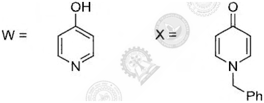 W is 4-hydroxypyridine; X is N-benzyl-4-pyridone