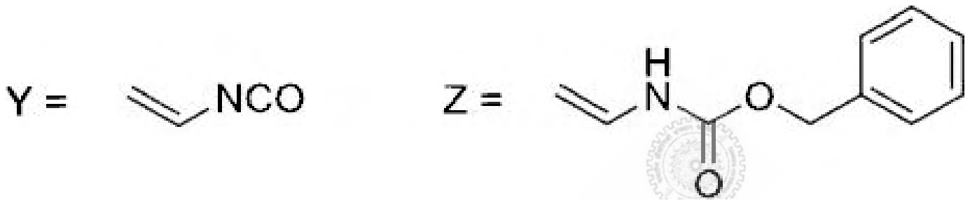 Y is vinyl isocyanate; Z is benzyl N-vinylcarbamate