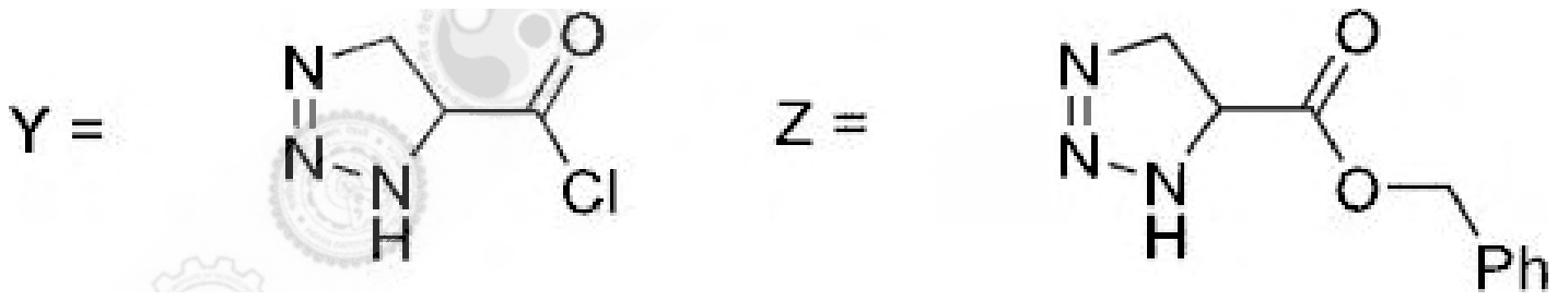 Y is a dihydrotriazole-carbonyl chloride; Z is its benzyl ester