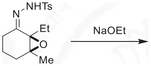 The tosylhydrazone of 2,3-epoxy-2-ethyl-3-methylcyclohexanone, the epoxide fused at C2 (Et) and C3 (Me), treated with NaOEt