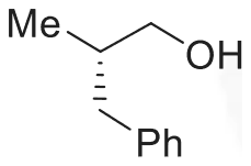 2-Methyl-3-phenylpropan-1-ol with the benzyl bond hashed
