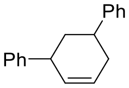 Cyclohexene with one phenyl on an sp3 carbon next to the double bond and a second phenyl on a further sp3 carbon