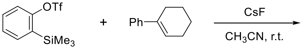 2-(Trimethylsilyl)phenyl triflate plus 1-phenylcyclohexene, with CsF in CH3CN at room temperature