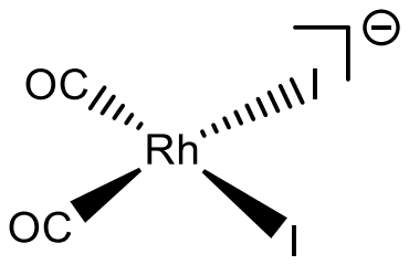 The anion cis-diiododicarbonylrhodate(I), [RhI2(CO)2] with a negative charge