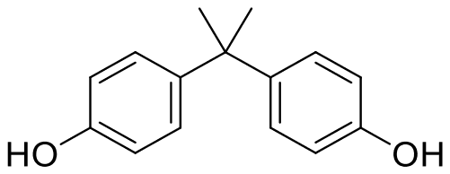 2,2-Bis(4-hydroxyphenyl)propane, two para-hydroxyphenyl rings joined by a CMe2 carbon