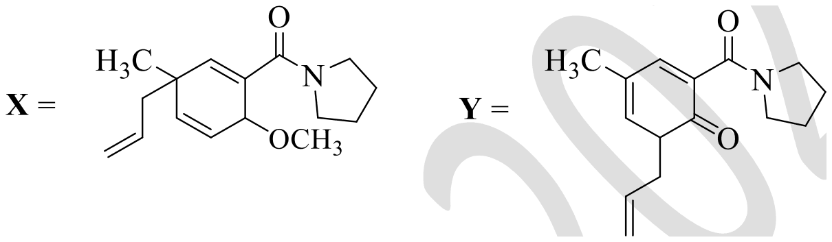 X is a cyclohexadiene with a quaternary carbon carrying methyl and allyl and an OCH3 on an sp3 carbon; Y is a 6-allyl methylcyclohexadienone pyrrolidine amide
