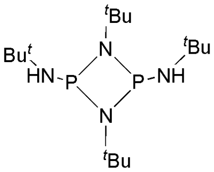 Four-membered P2N2 ring with N-tBu groups on nitrogen and a tBuNH group on each phosphorus