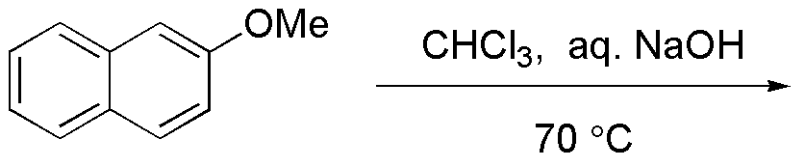 2-Methoxynaphthalene treated with CHCl3 and aqueous NaOH at 70 degrees C.