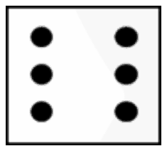 Tile with 6 dots in two columns of three