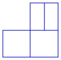 View from Y: two squares side by side below and one square above the right one, split by a vertical line into two narrow rectangles