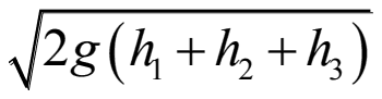 Square root of 2 g (h1 plus h2 plus h3)