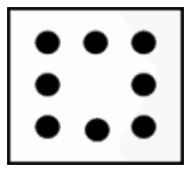 A tile with 8 dots around the edge, the centre empty