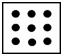 A tile with 9 dots in three rows of three
