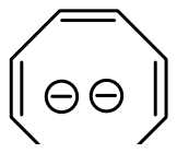 Cyclooctatetraene dianion, an eight-membered ring with four double bonds and two negative charges