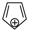 Cyclopentadienyl cation, a five-membered ring with two double bonds and a positive charge