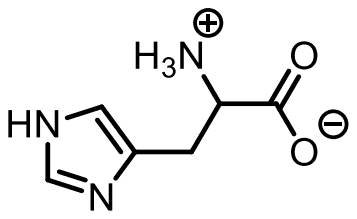 Zwitterionic amino acid with an imidazol-4-yl side chain on a CH2 group
