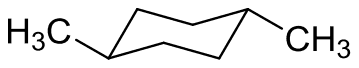 Chair cyclohexane with methyl groups on opposite ring carbons at the two ends of the chair
