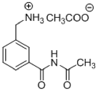 N-Acetylbenzamide with a CH2NH3+ group and CH3COO- as the acetate salt
