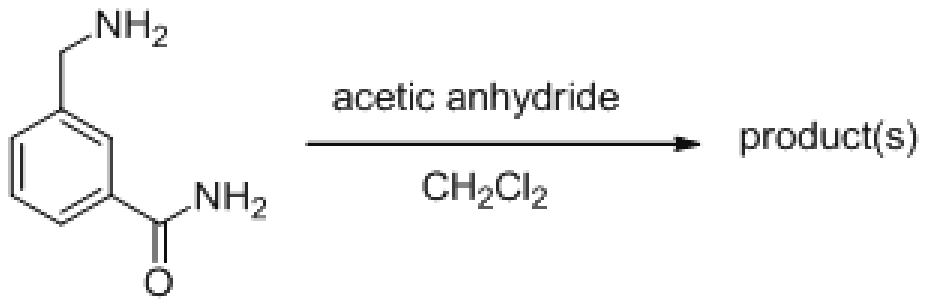 3-(aminomethyl)benzamide treated with acetic anhydride in CH2Cl2 gives product(s)