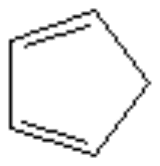 Cyclopentadiene, a five-membered ring with two double bonds and one sp3 carbon